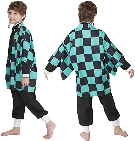 Mens Kimono Costume for Boys Halloween Pink Kamado Cosplay Includes Accessories