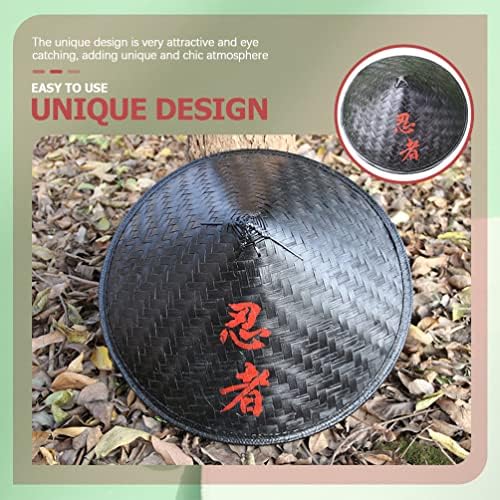 STOBOK Ninja Hat Black Bamboo Straw Conical Cap