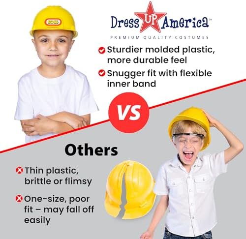Dress Up America Kids Construction Hard Hat - Yellow Adjustable Helmet for Toddlers