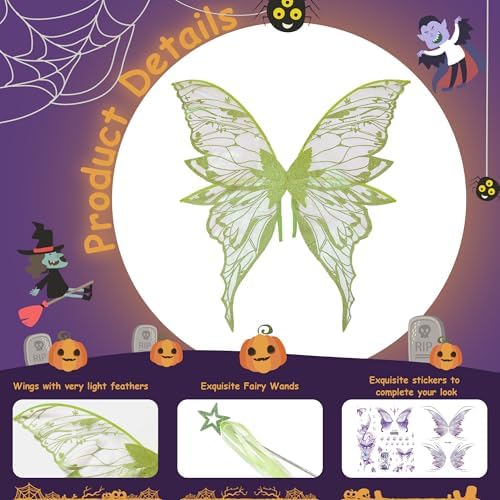 Fairy Wings Costume Set for Adults Halloween Party Accessories