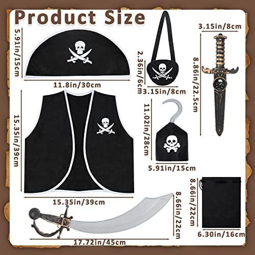 Bencailor Halloween Pirate Costume Accessories Set for Kids