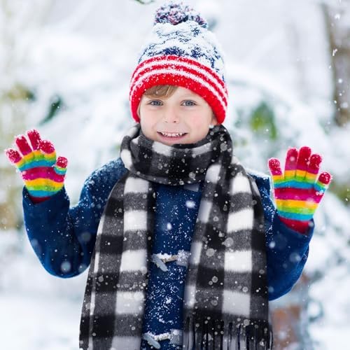 Bencailor 4 Pcs Kids Buffalo Plaid Scarves