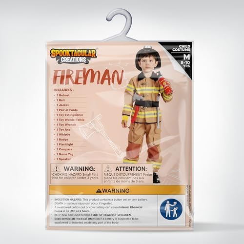 Spooktacular Boys Fireman Costume - Halloween Firefighter Kids Jumpsuit