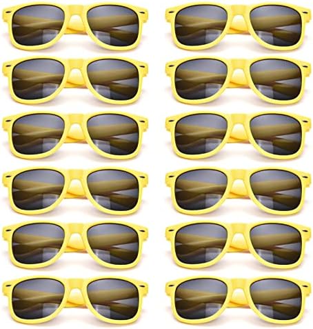 SUNOVELTIES 12-Pack Kids Vibrant Retro Sunglasses Perfect for Parties and Outfits