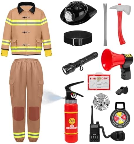 Spooktacular Boys Fireman Costume - Halloween Firefighter Kids Jumpsuit