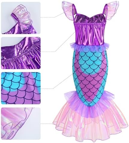 Mermaid Princess Costume Halloween Role-Playing Accessories for Girls with Crown