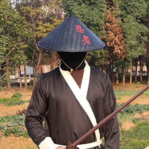 STOBOK Ninja Hat Black Bamboo Straw Conical Cap