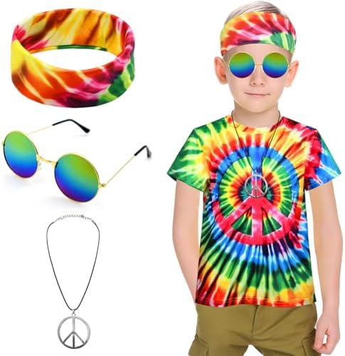 Boys Hippie Costume 4Pcs Set for Halloween Party
