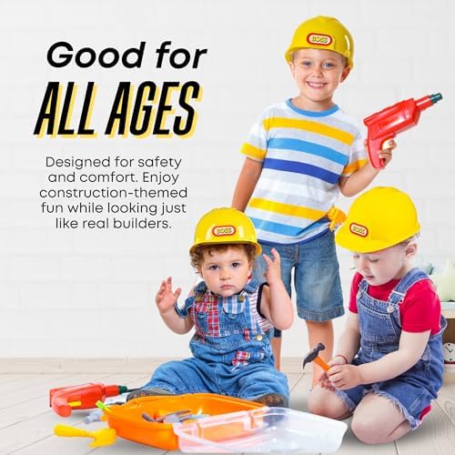 Dress Up America Kids Construction Hard Hat - Yellow Adjustable Helmet for Toddlers