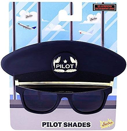 Sun-Staches Pilot Sunglasses Costume - Black Captains Look