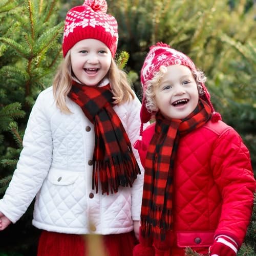 Bencailor 4 Pcs Kids Buffalo Plaid Scarves