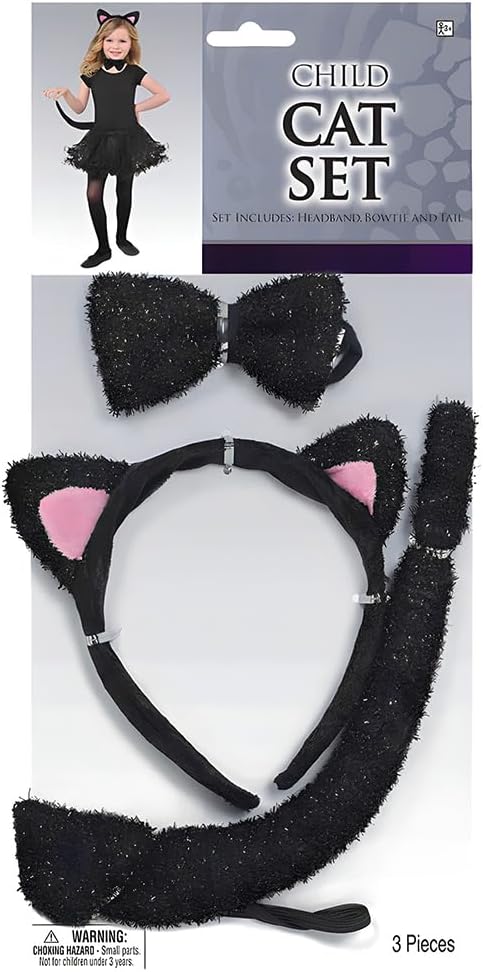Adorable Kids Black Cat Costume Kit Girls Halloween Accessories