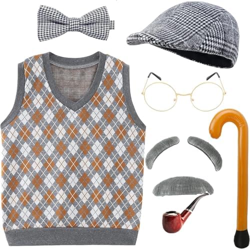100 Days of School Halloween costume for Kids Old Man Look