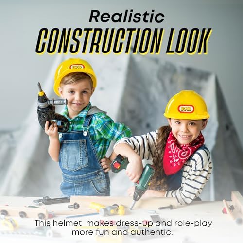 Dress Up America Kids Construction Hard Hat - Yellow Adjustable Helmet for Toddlers