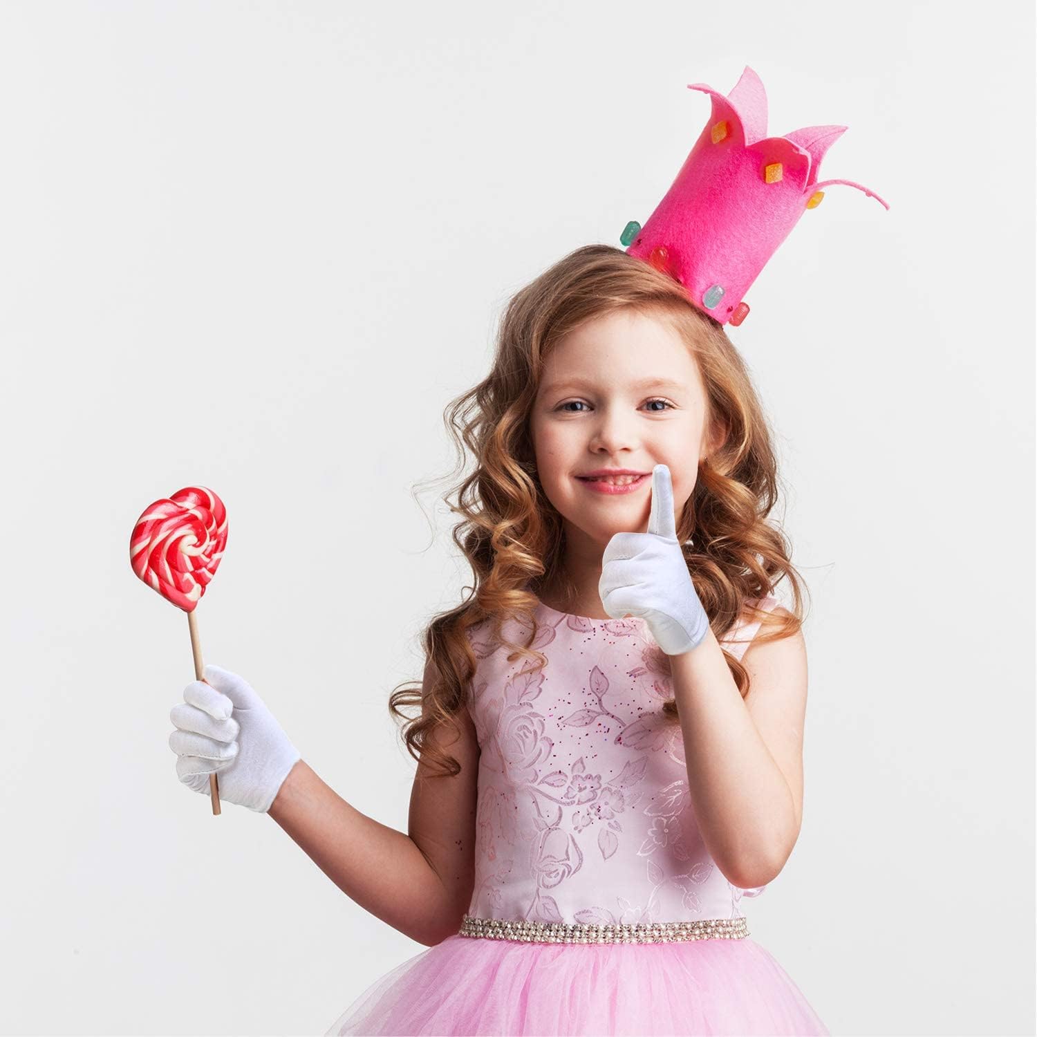 8-Piece Kids White Costume Gloves