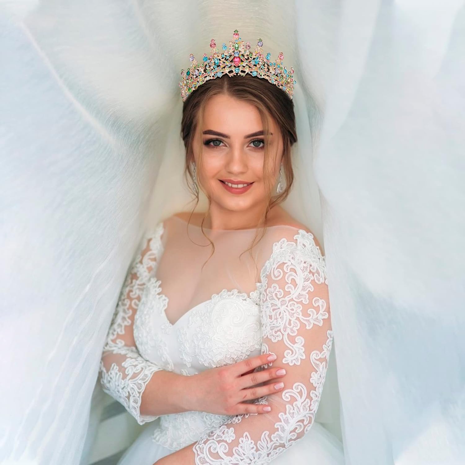 COCIDE Princess Tiara for Women Crystal Rhinestone Bridal Crown Party Gift