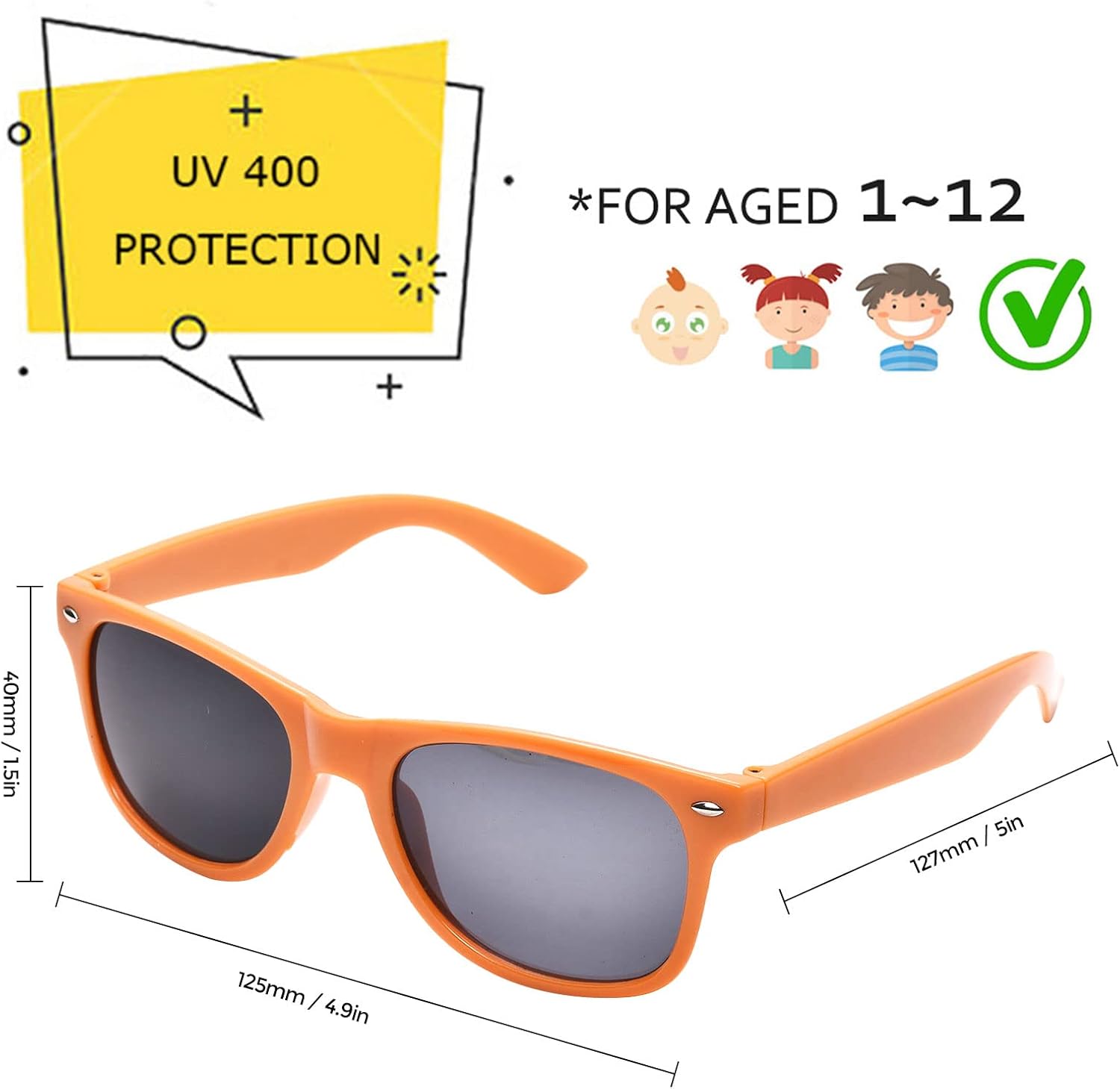SUNOVELTIES 12-Pack Kids Vibrant Retro Sunglasses Perfect for Parties and Outfits