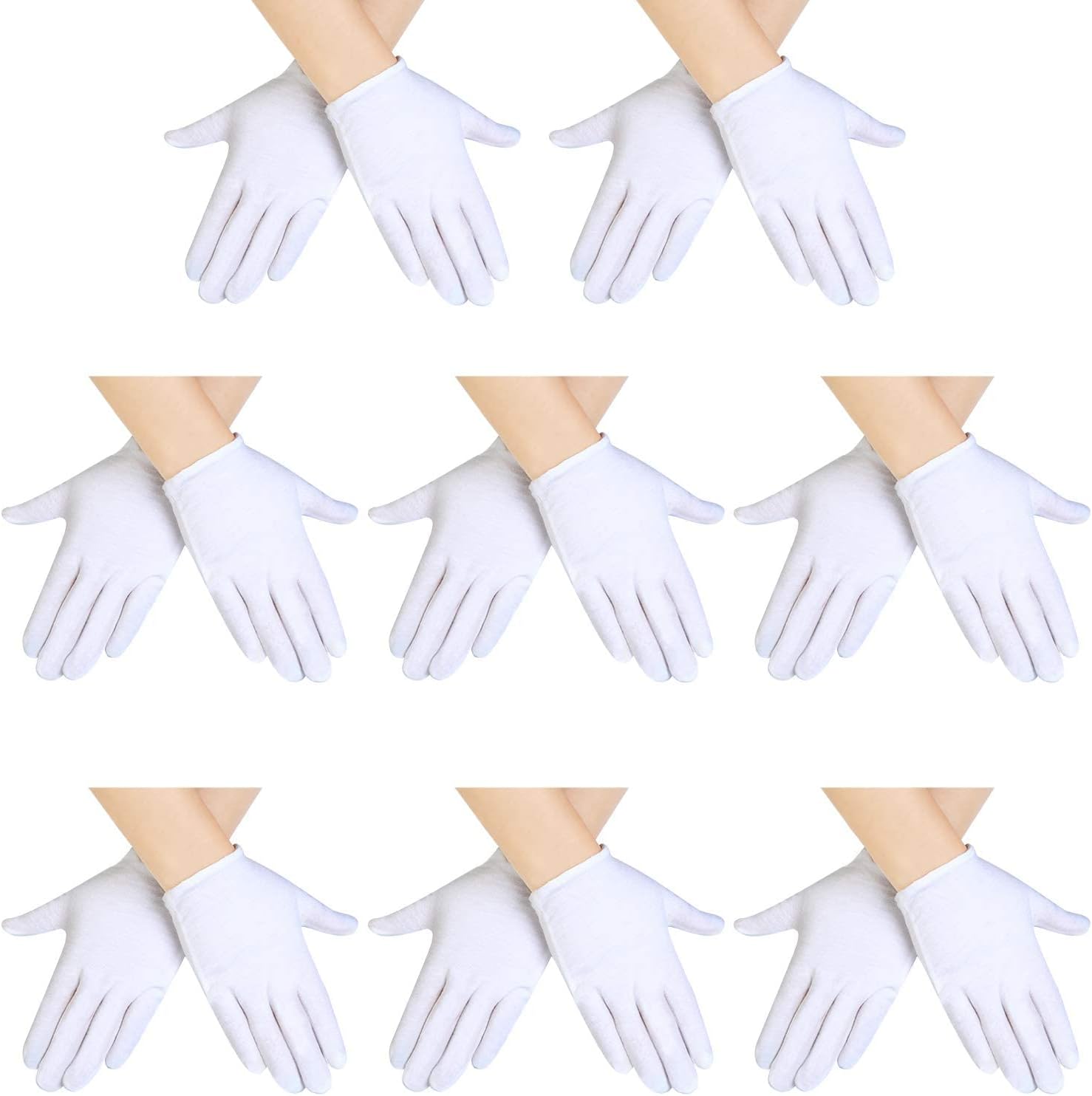 8-Piece Kids White Costume Gloves