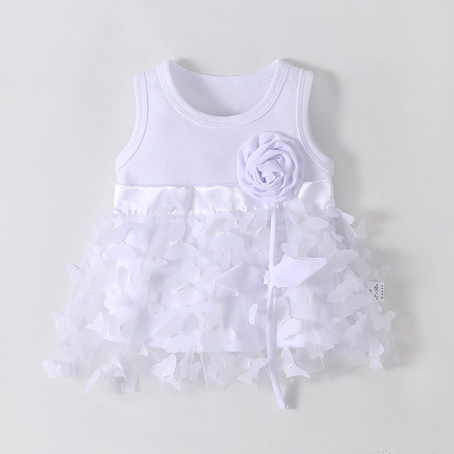 Newborn Spring Summer Ruffle Lace Sleeveless Princess Dress White 6-9 Months