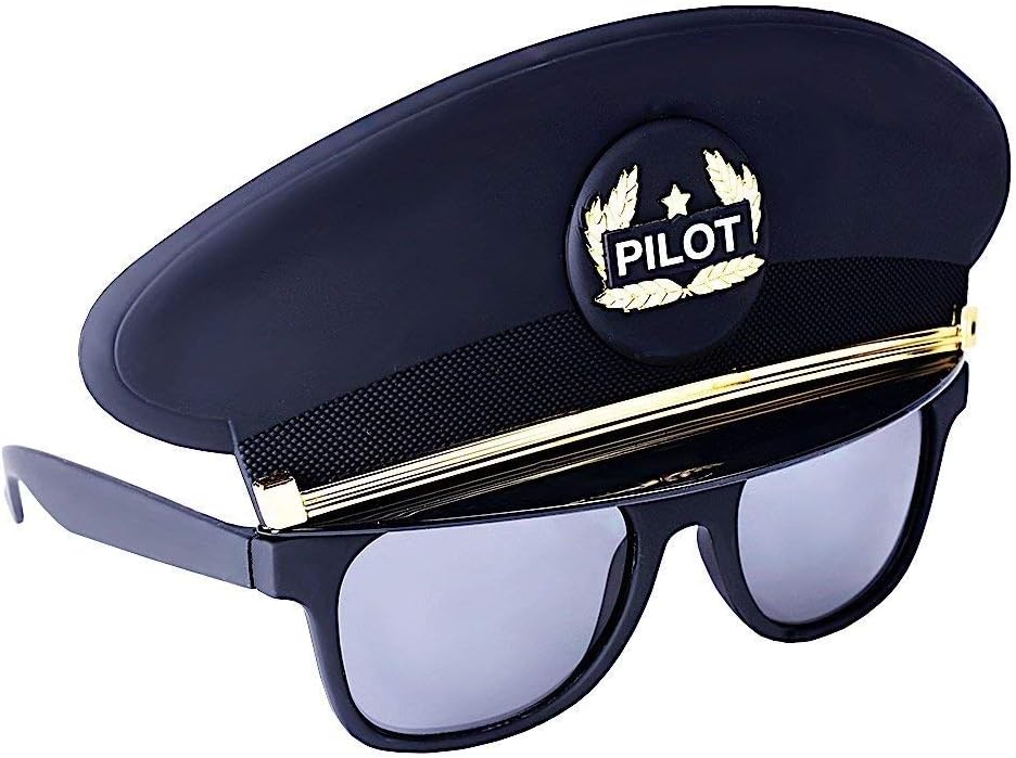 Sun-Staches Pilot Sunglasses Costume - Black Captains Look