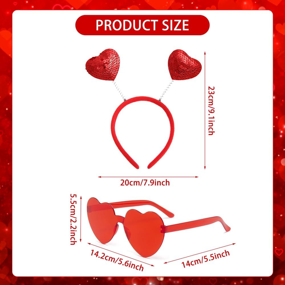 Valentines Heart Headband Sunglasses Set