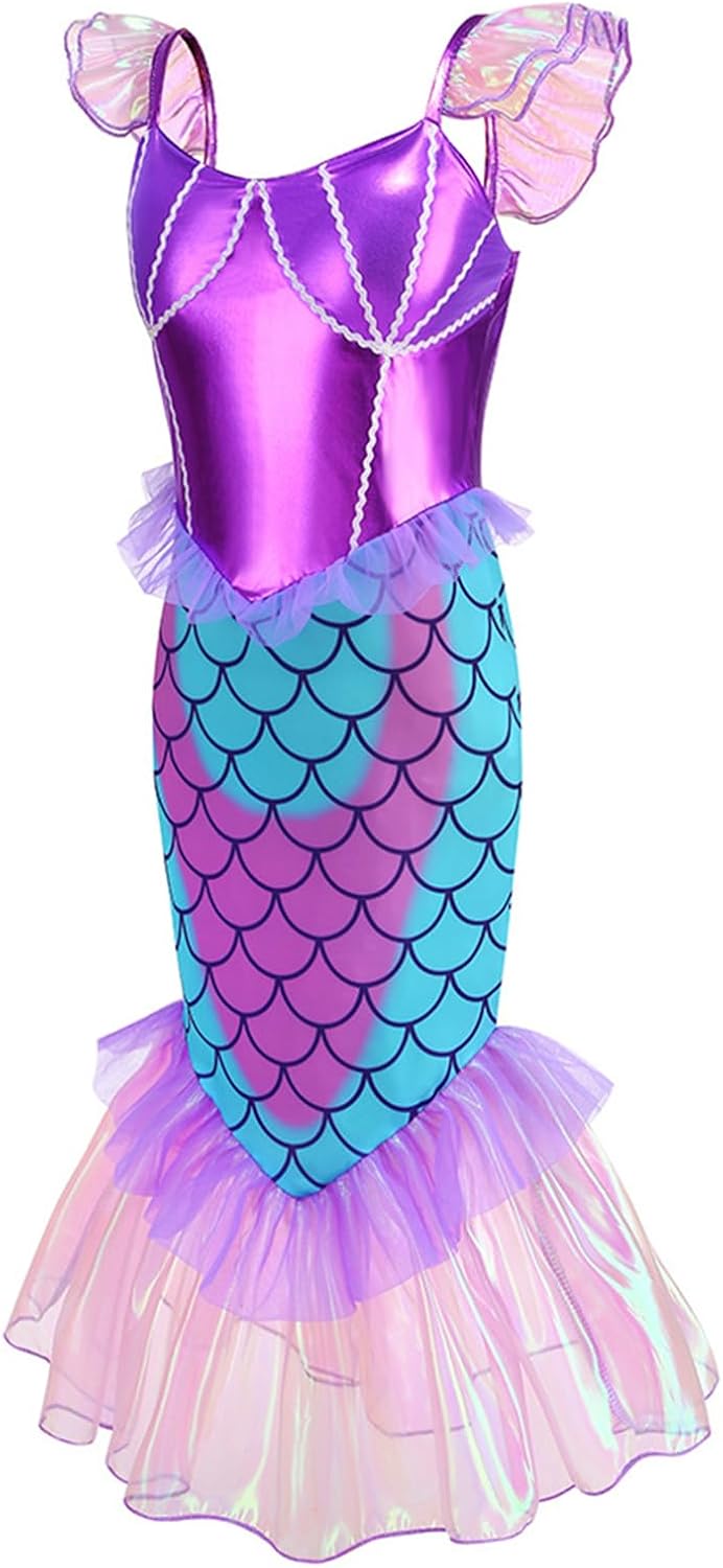 Mermaid Princess Costume Halloween Role-Playing Accessories for Girls with Crown