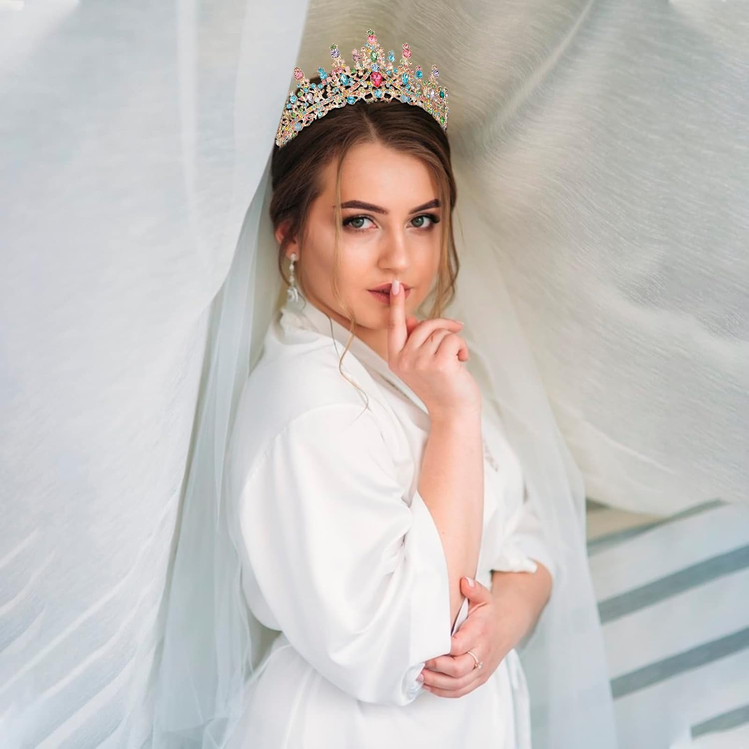 COCIDE Princess Tiara for Women Crystal Rhinestone Bridal Crown Party Gift