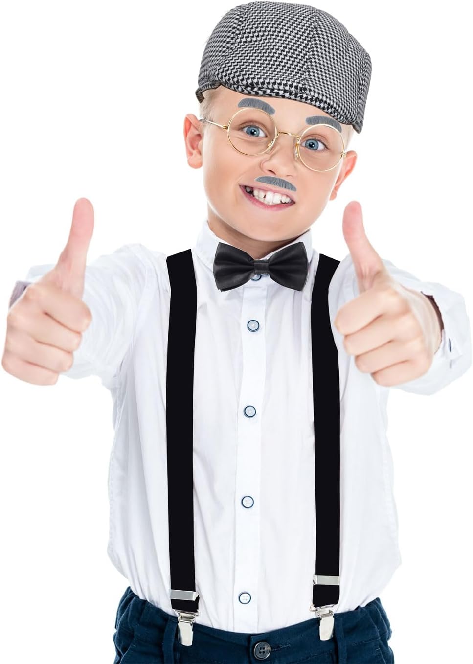 Kids 100 Day School Costume Set for Boys 1920s Grandpa Accessories