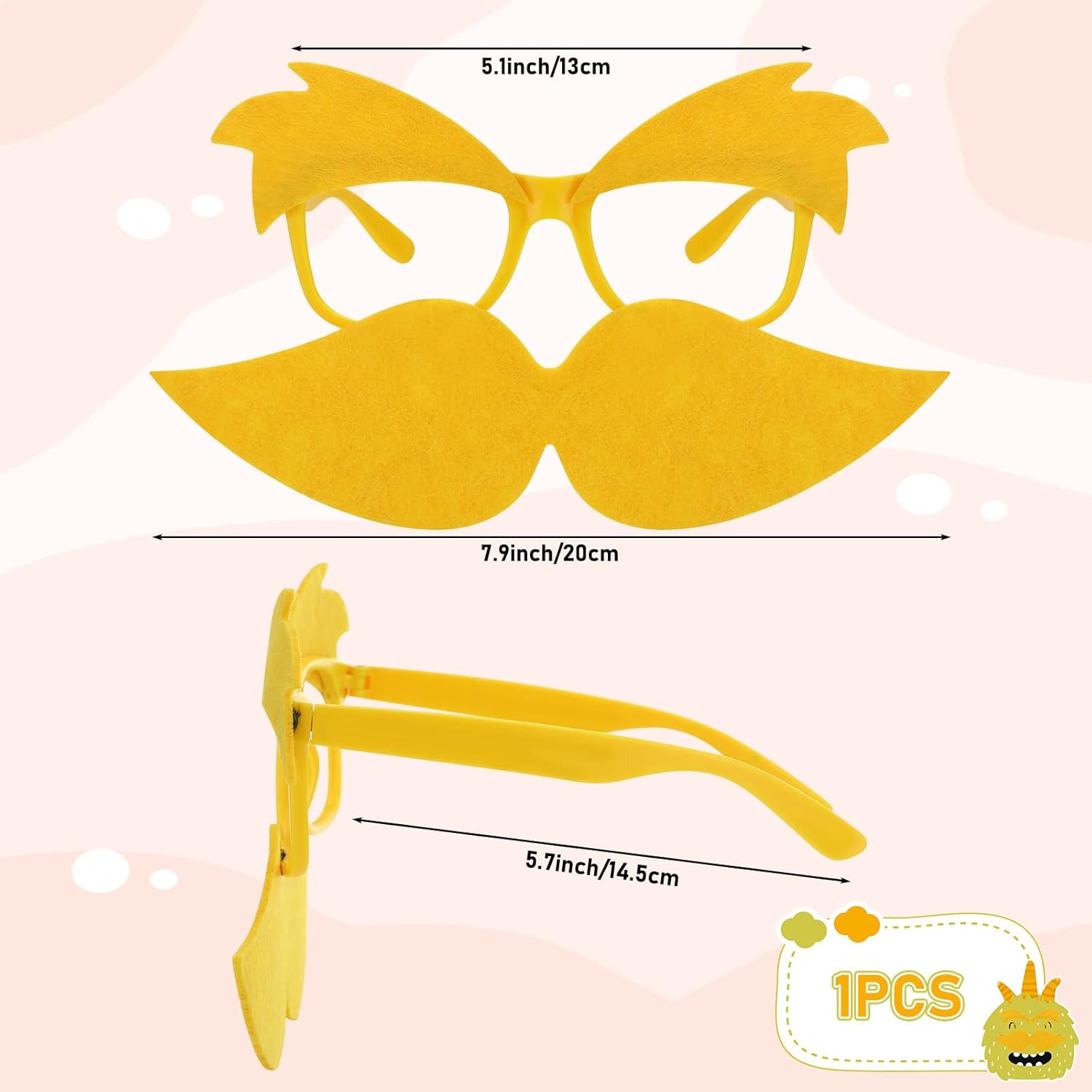 Mustache Glasses Set Funny Yellow Glasses for Halloween