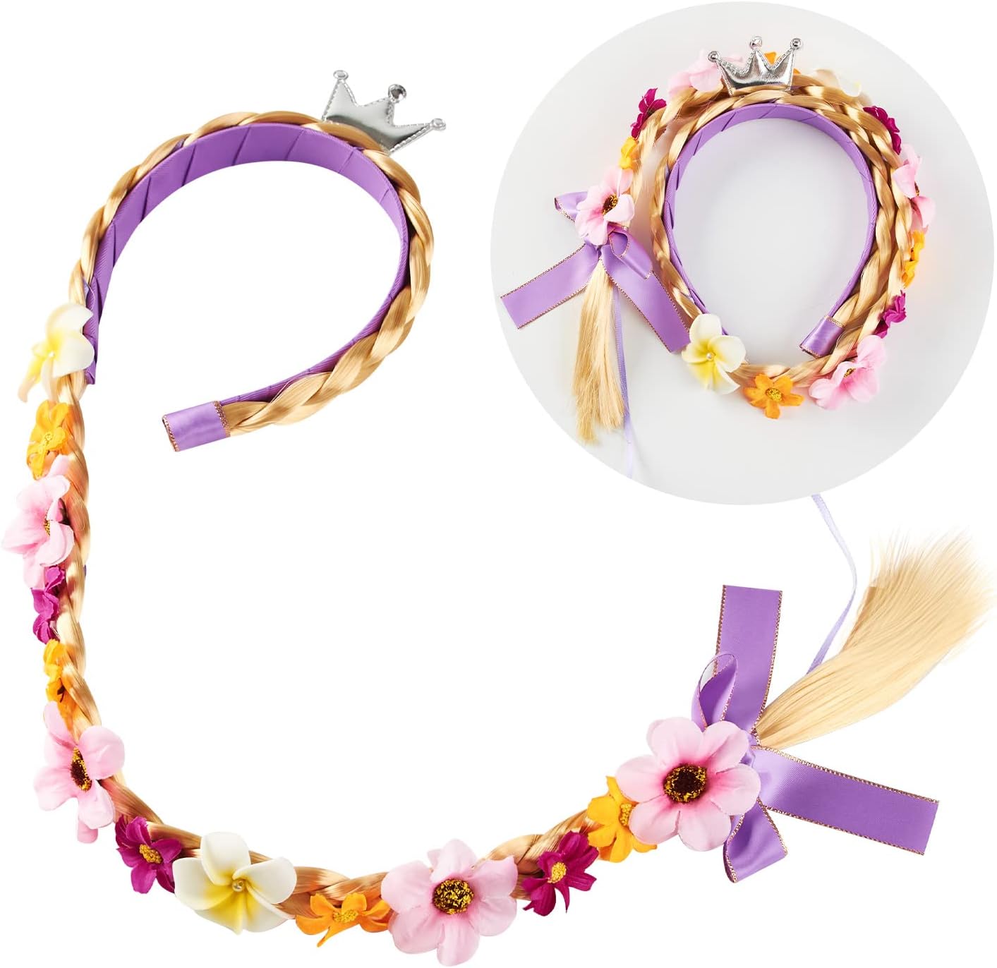 Carkno Princess Wig Jewelry Set for Little Girls Shimmering Beauty