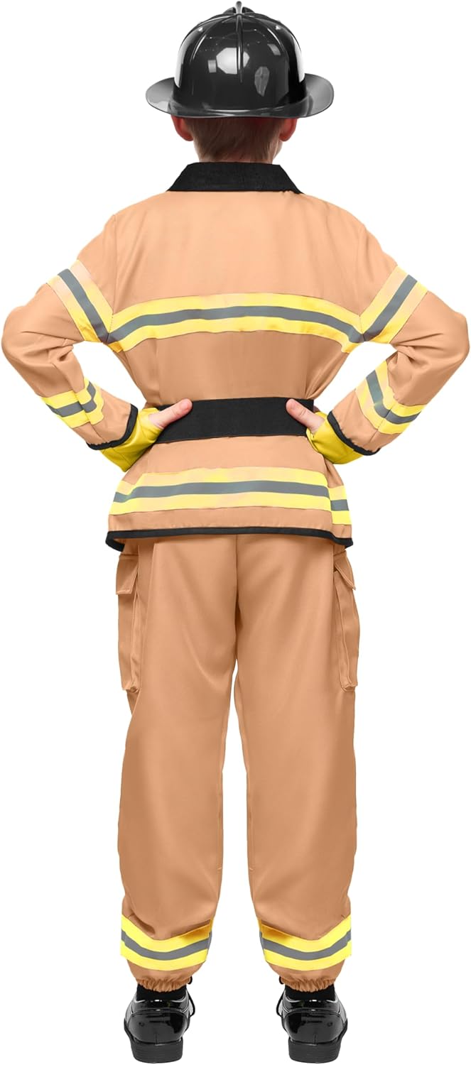 Spooktacular Boys Fireman Costume - Halloween Firefighter Kids Jumpsuit