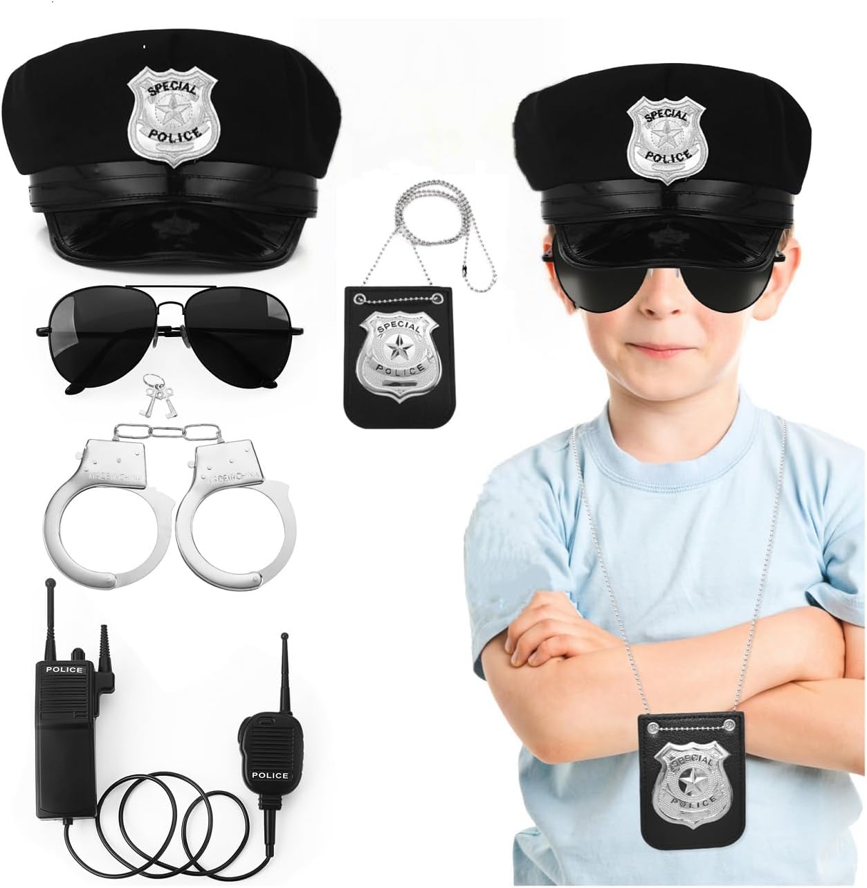 Fleursun Police Costume Accessory Set for Adults