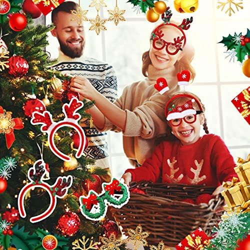 48-Piece Christmas Glasses Headbands Set for Kids - Variety of Christmas Themes