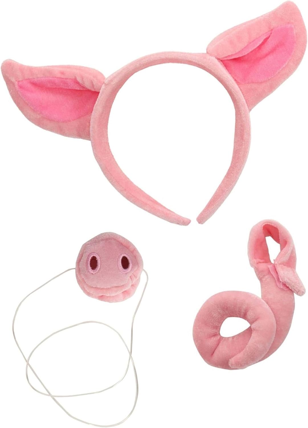 Pig Costume Set Includes Ears Tail and Nose - Soft Velvet Fit