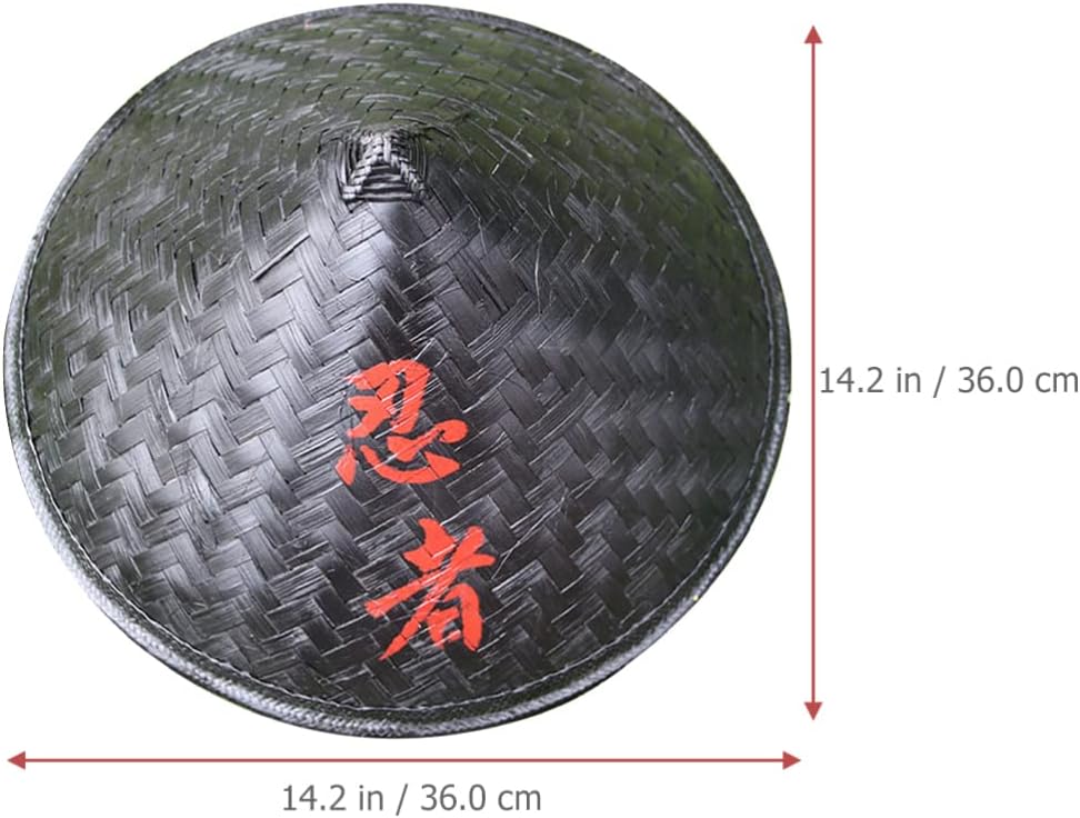 STOBOK Ninja Hat Black Bamboo Straw Conical Cap
