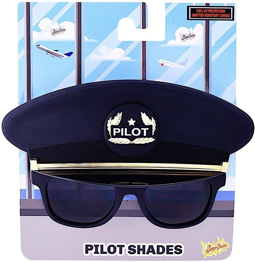 Sun-Staches Pilot Sunglasses Costume - Black Captains Look