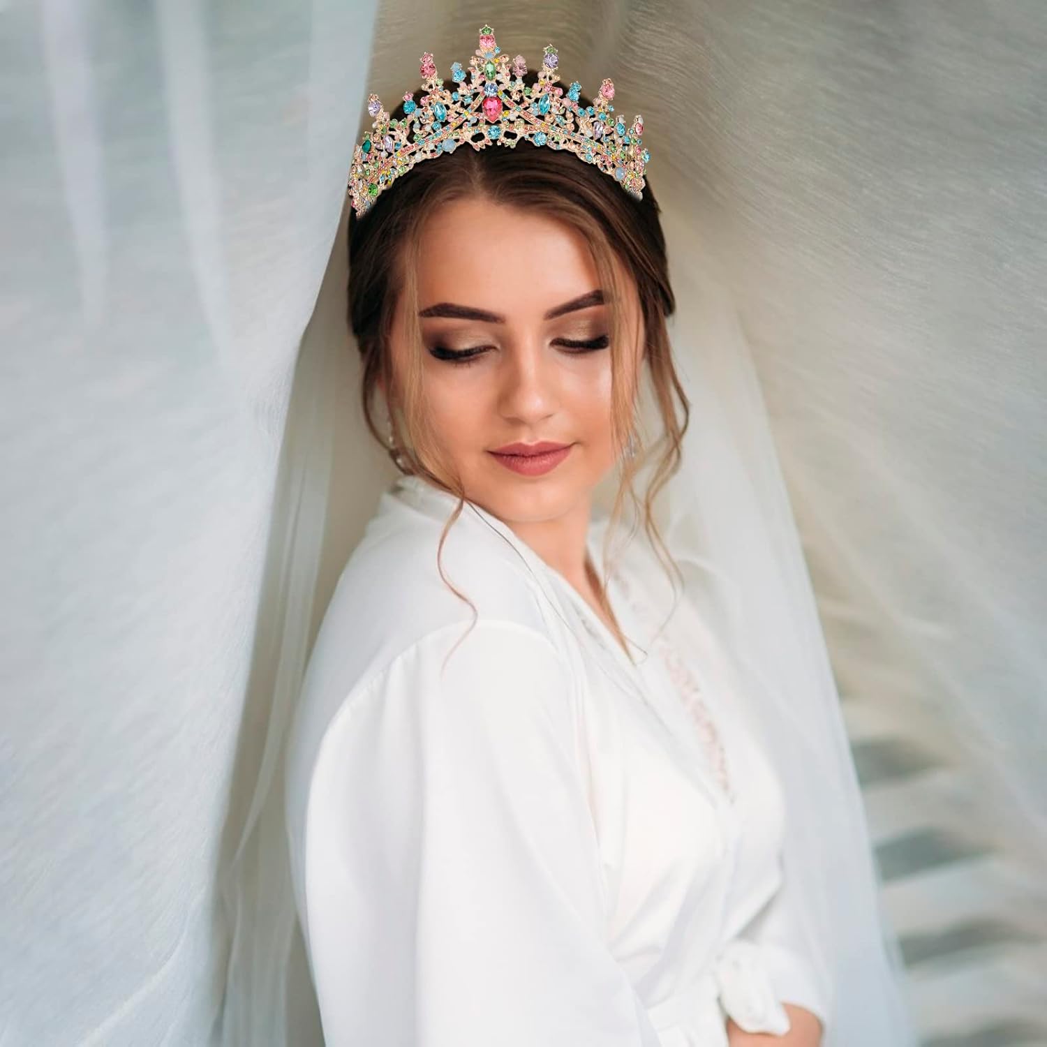 COCIDE Princess Tiara for Women Crystal Rhinestone Bridal Crown Party Gift