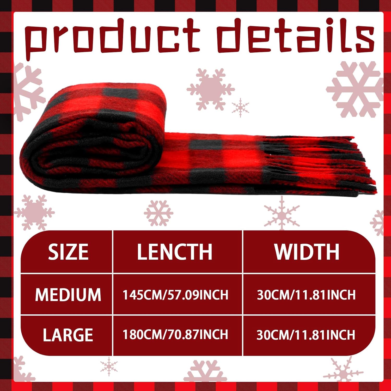 Bencailor 4 Pcs Kids Buffalo Plaid Scarves