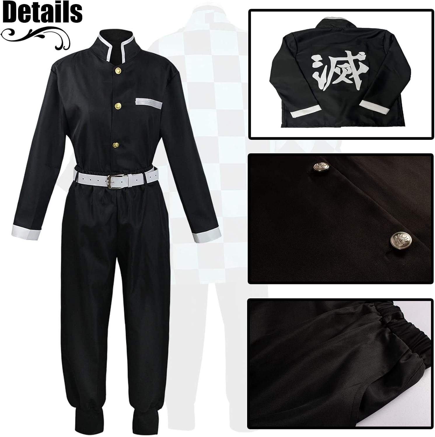 Mens Kimono Costume for Boys Halloween Pink Kamado Cosplay Includes Accessories