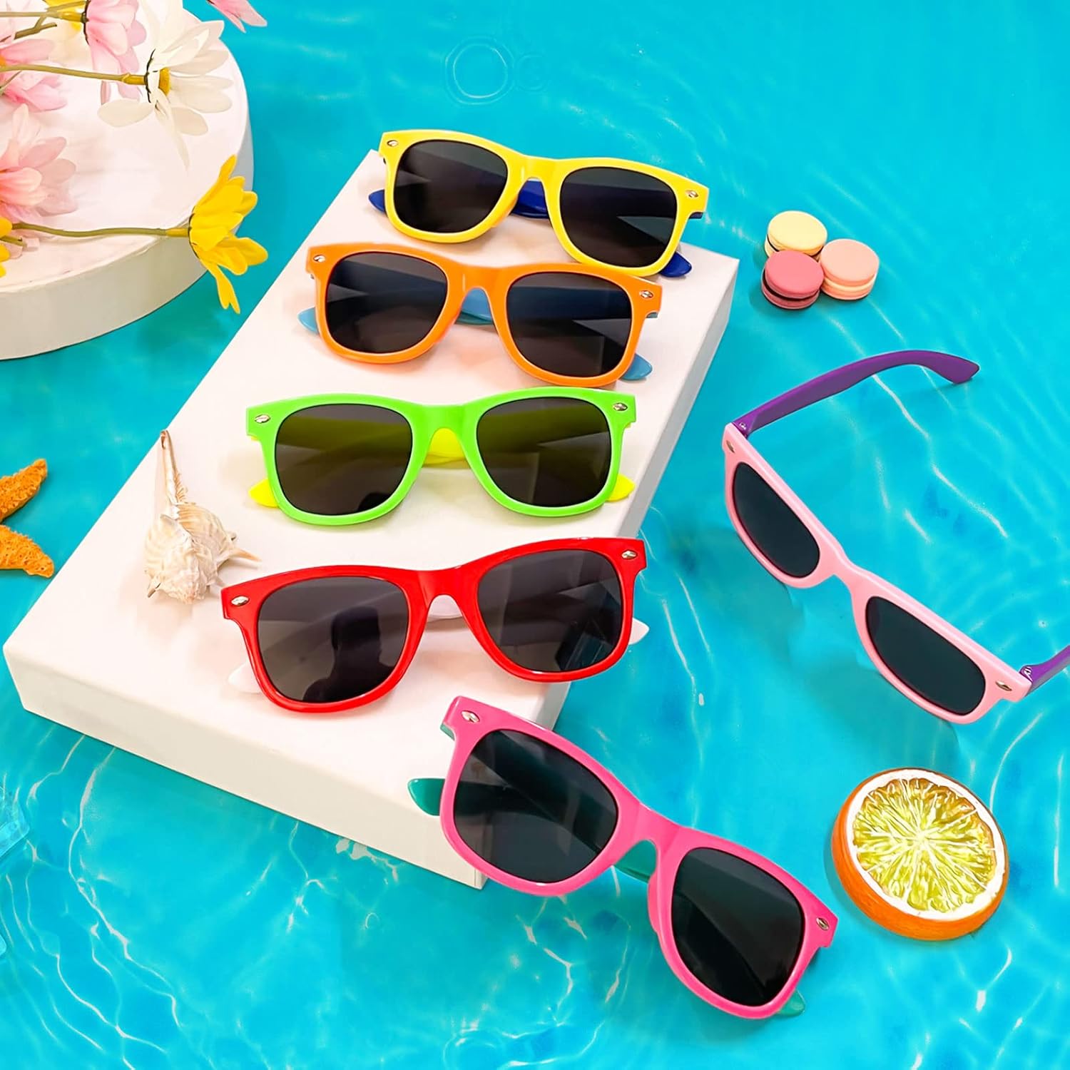 Matcheck 12 Pack Kids Square Neon Sunglasses