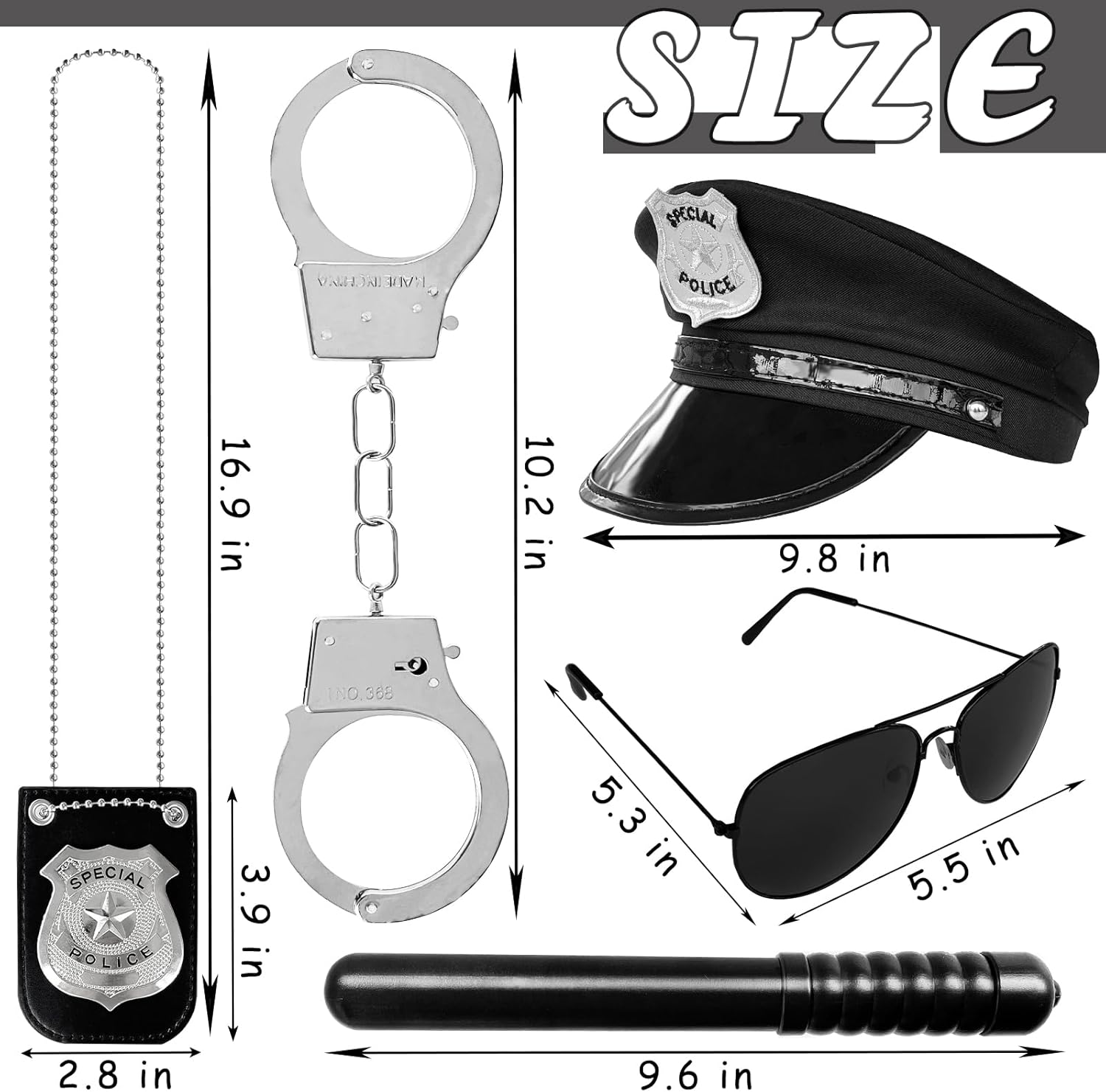 Bvrbaory 5PCS Police Role-Playing Accessories Set