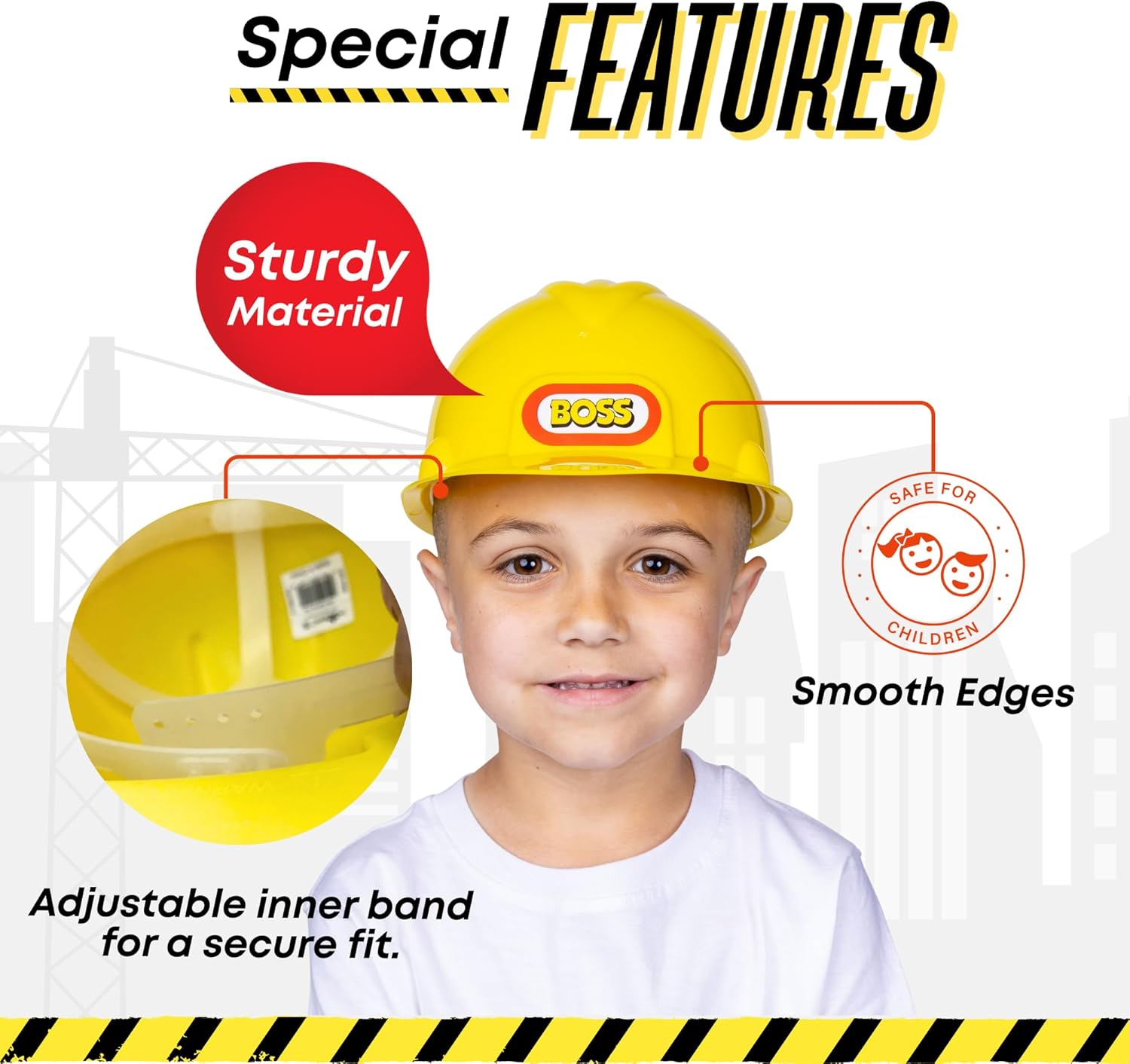 Dress Up America Kids Construction Hard Hat - Yellow Adjustable Helmet for Toddlers