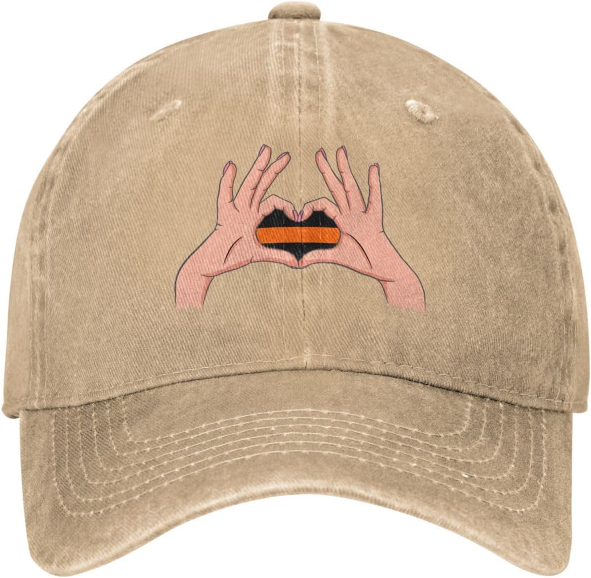 RTATBY Holding A Heart Thin Orange Line Flag Baseball Cap
