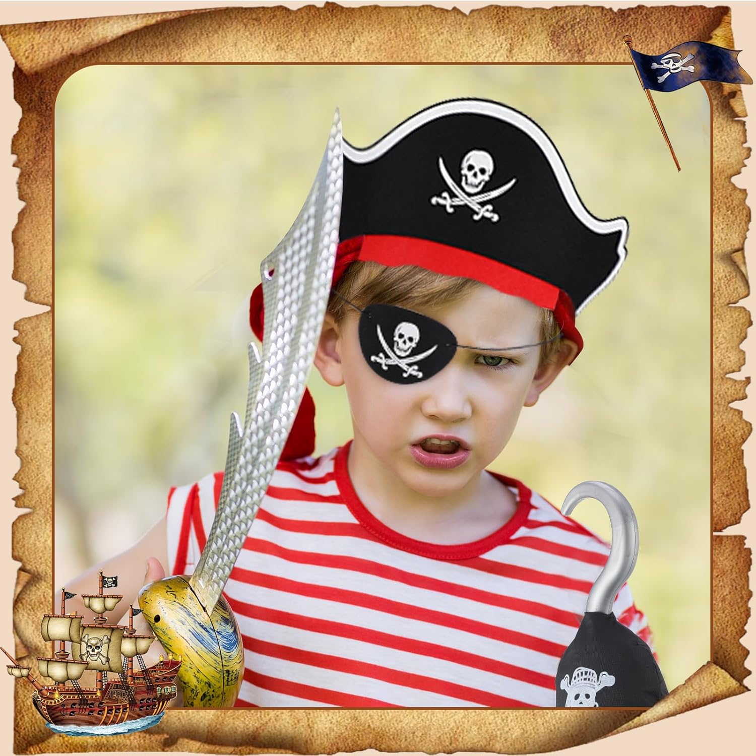 Glow-in-the-Dark Pirate Accessories Kids Costume Party Set