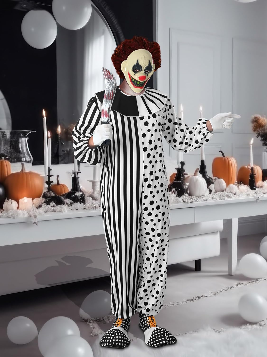 Ramped 5-Piece Scary Killer Clown Costume Set Halloween