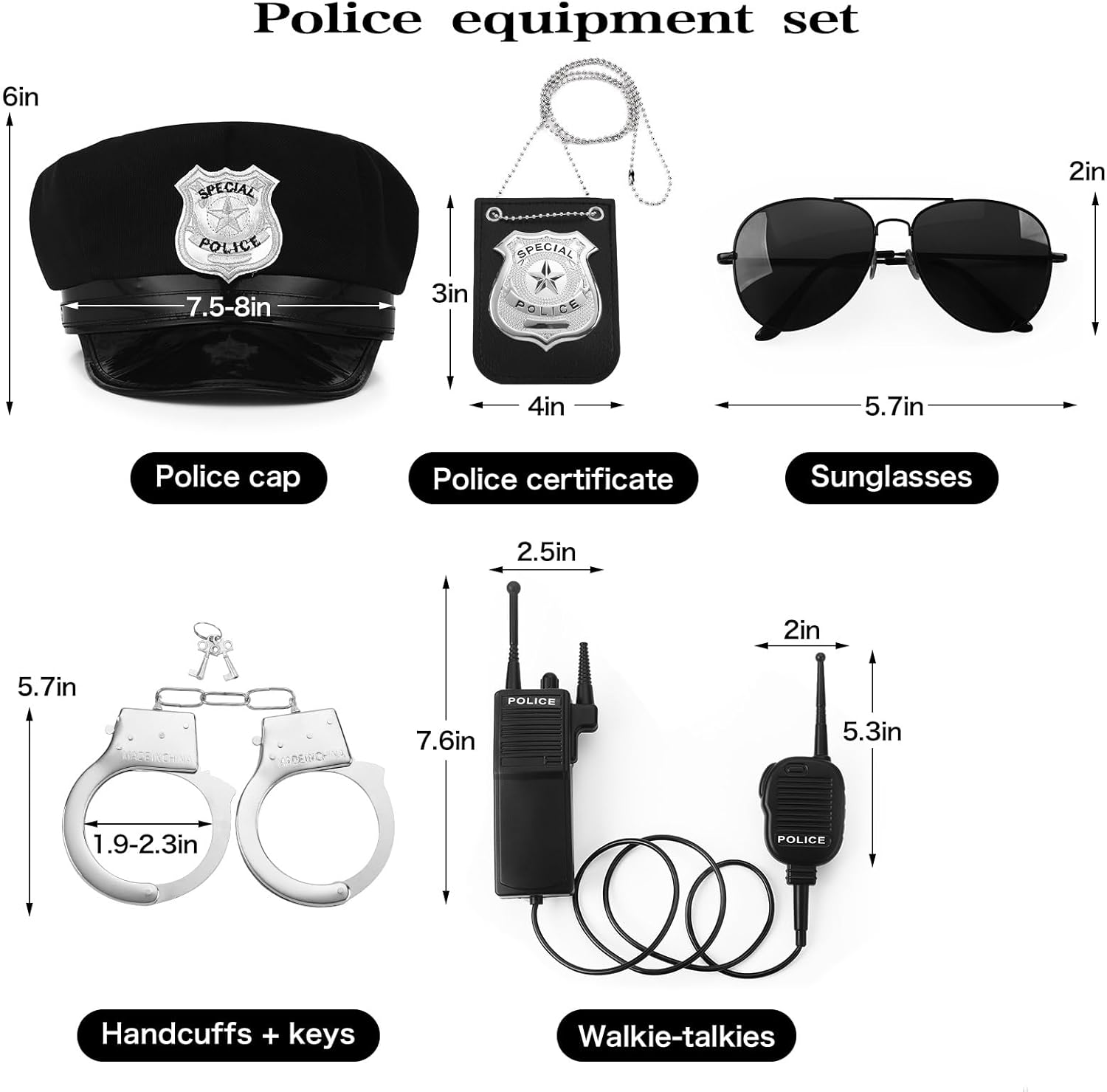 Fleursun Police Costume Accessory Set for Adults