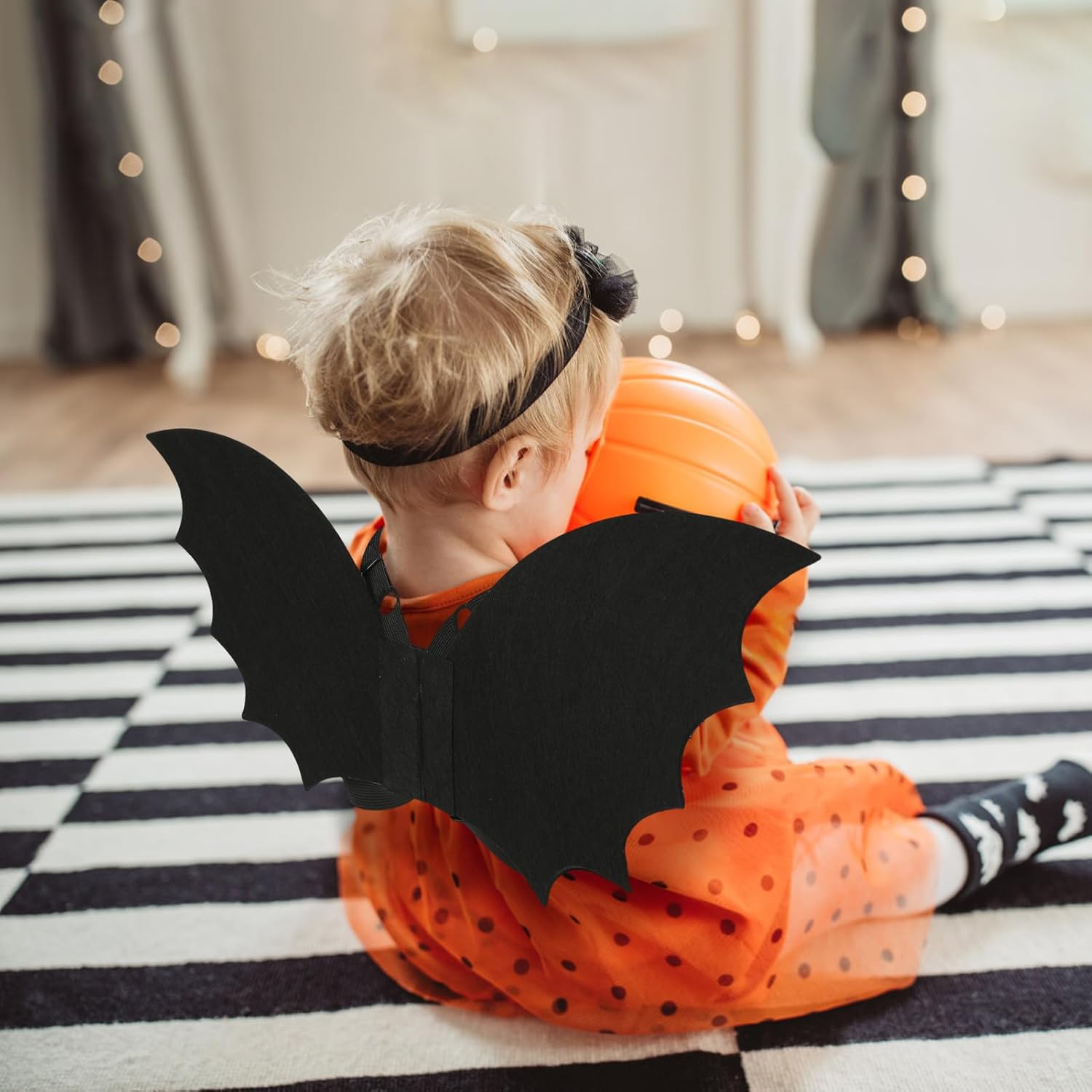 Perfect Halloween Costume for Babies - Black Bat Wing and Bow Headband