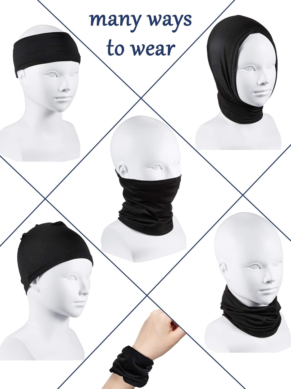 SATINIOR 4-PieceAttached UV Protection Face Cover Balaclava for Kids in Summer
