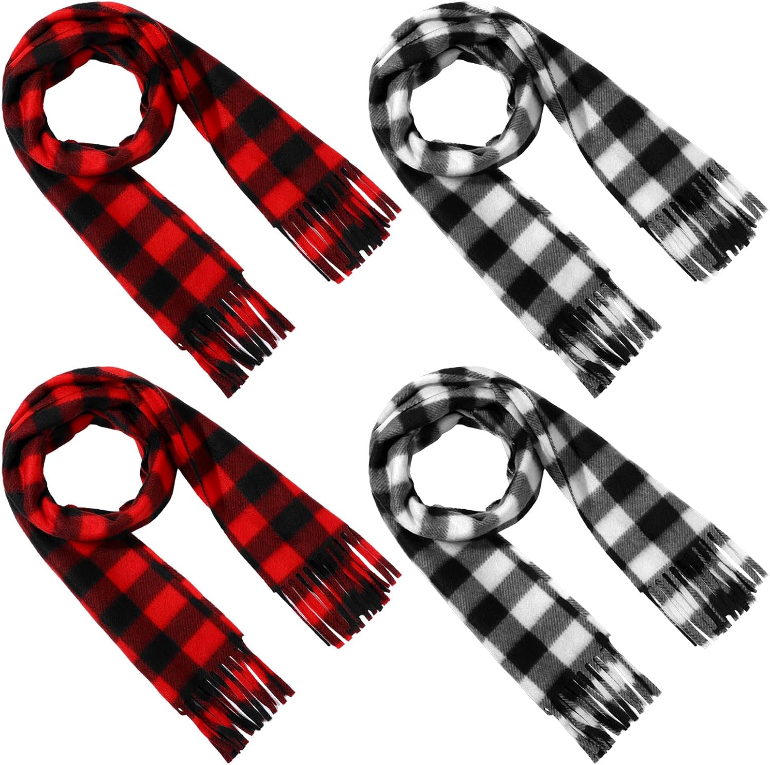 Bencailor 4 Pcs Kids Buffalo Plaid Scarves