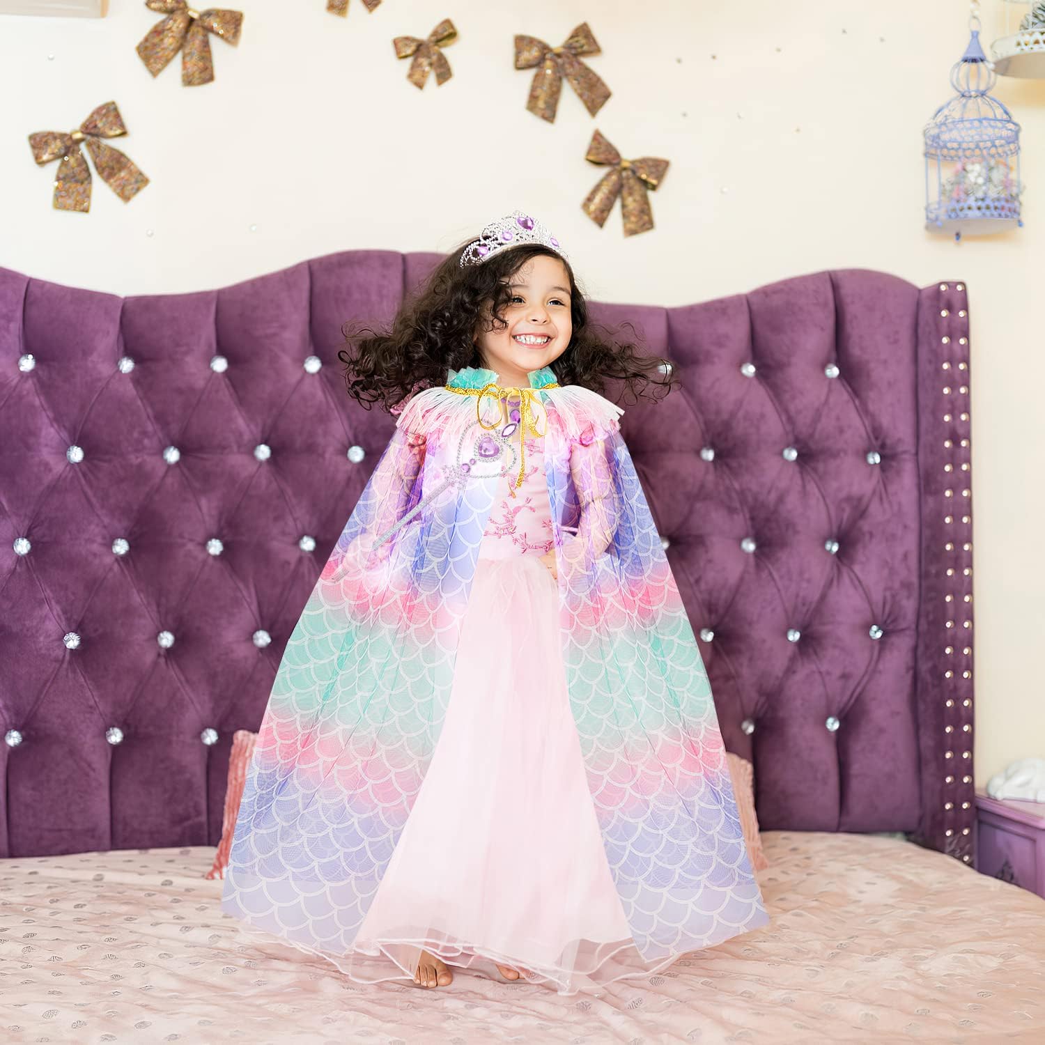 Princess Cape Set for Girls Mermaid Dress-Up Accessories